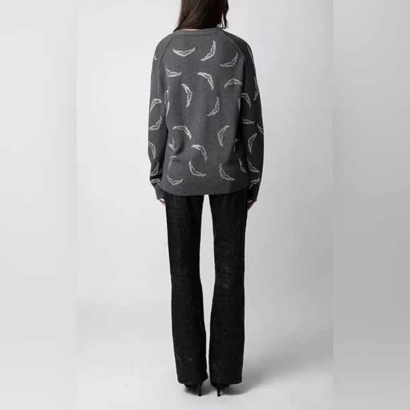 Zadig & Voltaire Mirka Wings Embellished Cashmere Cardigan - Ardoise Grey - Picture 4 of 4